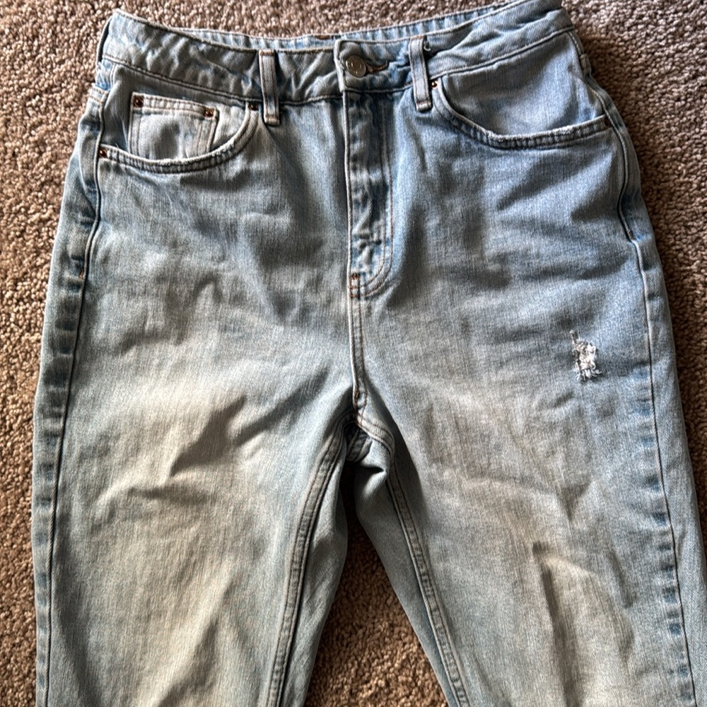 Topshop Blue Cropped Ankle Jeans with Relaxed Fit - Picture 3 of 5
